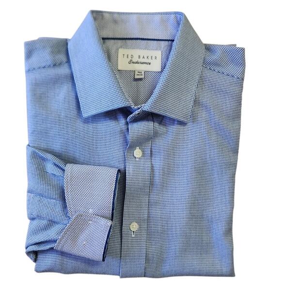 Ted Baker Endurance Hensley Blue Button Down Dress Shirt Men 15.5 Neck NWOT - Picture 1 of 11